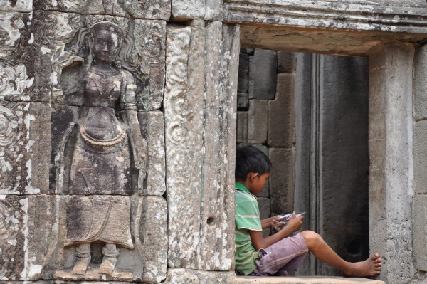 L'un des enfants peuplant les temples d'Angkor