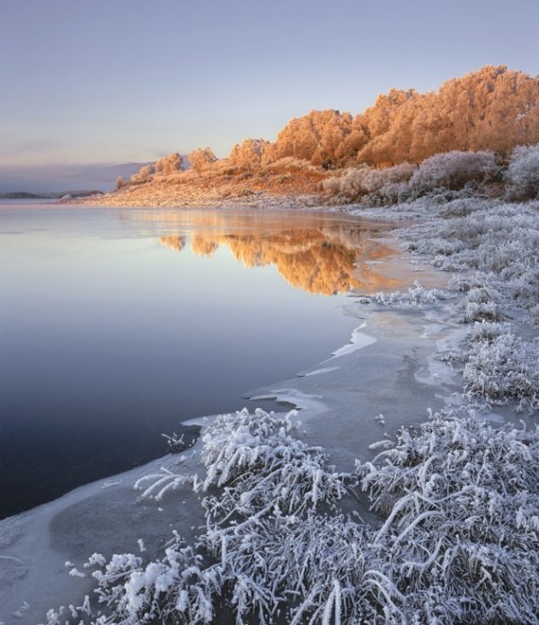 Lac gelé dans le nord de l'Angleterre